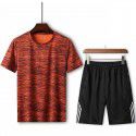 Summer Men's Loose T-shirt Running Casual Short Sleeve Crew Neck Shorts Sports Set 