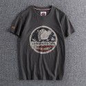 Washed Brushed Skull Print Foreign Trade Retro Round Neck Short Sleeve T-shirt Men's Half Sleeve T Shirt 
