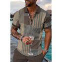 Summer New Short Sleeve Chain POLO Shirt Digital Print Men's Fashion Slim Fit POLOT Shirt 