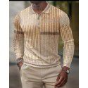 Spring New Men's 3D Printing Casual Vintage Long Sleeve Polo Men's Paul Shirt 