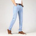 Autumn New Light Blue Jeans Men's Straight Sleeve Business Casual Youth High Waist Slim Fit Pants 