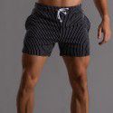 Vertical Stripe Pure Cotton Shorts Men's Large Sports Pants Men's Tripartite Pants Fitness Running Casual Pants Military Green 