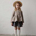 Autumn and winter new children's long-sleeved baby shirt cotton and hemp minority ruffle design feeling girl's T-shirt top 