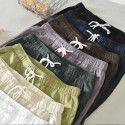 Spring and Summer Simple Solid Color Straight Pants Men's Lacing Casual Pants Linen Breathable Pants Men 