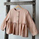 Autumn and winter new children's long-sleeved baby shirt cotton and hemp minority ruffle design feeling girl's T-shirt top 
