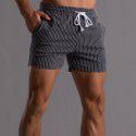 Vertical Stripe Pure Cotton Shorts Men's Large Sports Pants Men's Tripartite Pants Fitness Running Casual Pants Military Green 