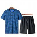 Summer Men's Loose T-shirt Running Casual Short Sleeve Crew Neck Shorts Sports Set 