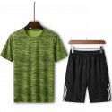 Summer Men's Loose T-shirt Running Casual Short Sleeve Crew Neck Shorts Sports Set 
