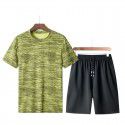 Summer Men's Loose T-shirt Running Casual Short Sleeve Crew Neck Shorts Sports Set 