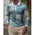 Spring New Men's 3D Printing Casual Vintage Long Sleeve Polo Men's Paul Shirt 