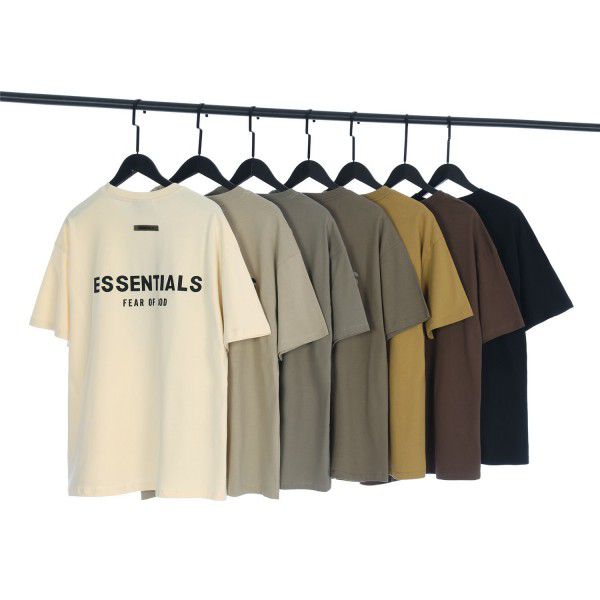 Summer Youth Fashion Brand Double Thread Short Sleeve ESSENTIALS Stereo Letter Couple Loose T-shirt 