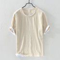 Summer breathable patchwork short t-shirt Men's casual plain short-sleeved T-shirt bottom shirt Men's youth 