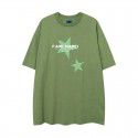 Street American Vintage Letter Five-pointed Star Print Short Sleeve T-shirt Men's Fashion Brand Loose Washed Half Sleeve Shirt 