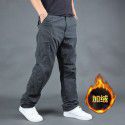 Outdoor horizontal zippered cotton pants Thickened thermal insulation plush overalls Rush pants Shake fleece winter pants Casual pants 