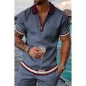 Summer New Short Sleeve Chain POLO Shirt Digital Print Men's Fashion Slim Fit POLOT Shirt 