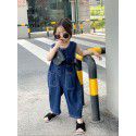 Children's Bodysuit Strap Pants Spring/Summer Boys' and Girls' Korean Version Fashion Loose Workwear Sleeveless Denim Bodysuit 