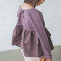 Autumn and winter new children's wear top Waffle panel ruffle design lovely long-sleeved T-shirt bottom shirt girls 