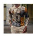 Spring New Men's 3D Printing Casual Vintage Long Sleeve Polo Men's Paul Shirt 