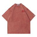 American Street Minority Personality Men's Clothing Embroidery Stir-fried Color Wash Short Sleeve T-shirt Men's and Women's 