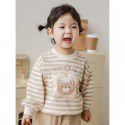 Children's Bread Bear Strap Pants Baby Cartoon Sweater Set Spring Girls' Casual Pants 