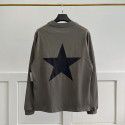 Double thread five-pointed star trend loose high street men and women lovers long sleeve T-shirt men 