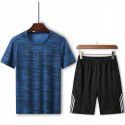 Summer Men's Loose T-shirt Running Casual Short Sleeve Crew Neck Shorts Sports Set 