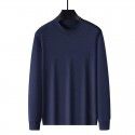 Ultra-soft medium-high collar long-sleeved T-shirt for men in autumn double-sided mercerized cotton denim bottom shirt for men in spring and autumn 