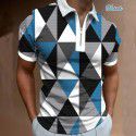 Autumn New Men's POLO Shirt Men's Casual Short Sleeve Polo T-shirt 3D Print Short Sleeve Zipper POLO 
