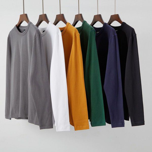 Heavy Duty Carbon Brushed Combed Cotton Amikaki Fashion Foreign Trade Clothing Long Sleeve T-shirt Men 