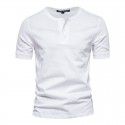 Clothes Men's T Henry Round Neck Short Sleeve T-shirt Heavyweight Men's Slim Fit Solid Color Sports Bottom Shirt 