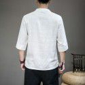 Summer Chinese Style Men's Large Short Sleeve Retro Chinese Style Disc Button Tang Dress Cotton Hemp T-shirt Half Sleeve Top Fashion 