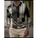 Spring New Men's 3D Printing Casual Vintage Long Sleeve Polo Men's Paul Shirt 