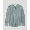 Spring and Autumn Men's AF Long Sleeve T-shirt Men's Henry Neck Cotton Slim Fit American Casual Bottom Youth Top 