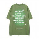 Street American Vintage Letter Five-pointed Star Print Short Sleeve T-shirt Men's Fashion Brand Loose Washed Half Sleeve Shirt 