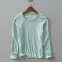 New Splice Solid Color Long Sleeve T-shirt Men's Casual Autumn and Winter Thermal Insulation Backing T-shirt Men's Wear 