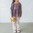 Autumn and winter new children's wear top Waffle panel ruffle design lovely long-sleeved T-shirt bottom shirt girls 