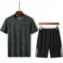 Summer Men's Loose T-shirt Running Casual Short Sleeve Crew Neck Shorts Sports Set 