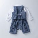 Children's Spring and Autumn Gentlemen's Dress Set Boys' Long Sleeve T-shirt Vest Strap Pants 3PK Set 