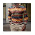 Spring New Men's 3D Printing Casual Vintage Long Sleeve Polo Men's Paul Shirt 
