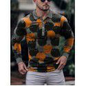 Spring New Men's 3D Printing Casual Vintage Long Sleeve Polo Men's Paul Shirt 