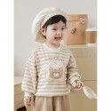 Children's Bread Bear Strap Pants Baby Cartoon Sweater Set Spring Girls' Casual Pants 