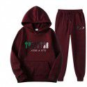 Spring, autumn and winter new men's and women's hoodie set plush sweater casual sports two-piece couple set 