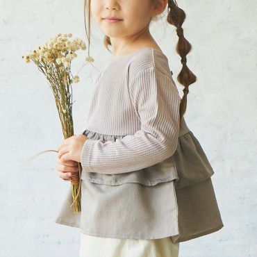 Autumn and winter new children's wear top Waffle panel ruffle design lovely long-sleeved T-shirt bottom shirt girls 