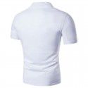 New men's European and American style printed Henry standing neck short sleeve large T-shirt 