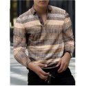 Spring New Men's 3D Printing Casual Vintage Long Sleeve Polo Men's Paul Shirt 