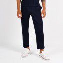 Men's pleated loose straight cropped casual pants High waist elastic lace up closure fashion pants 