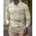 Spring New Men's 3D Printing Casual Vintage Long Sleeve Polo Men's Paul Shirt 