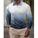 Spring New Men's 3D Printing Casual Vintage Long Sleeve Polo Men's Paul Shirt 