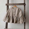 Autumn and winter new children's long-sleeved baby shirt cotton and hemp minority ruffle design feeling girl's T-shirt top 
