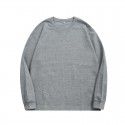 Waffle Long Sleeve T-shirt Men's Heavyweight Round Neck Loose Base Solid T-shirt 